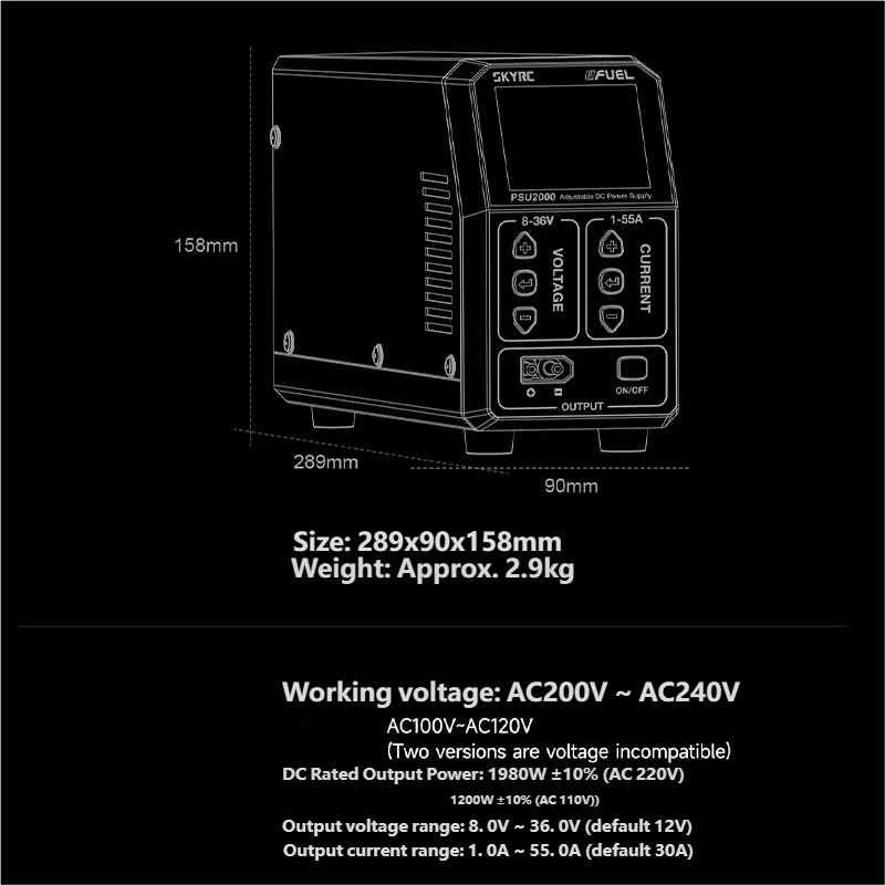 SKYRC PSU2000 1980W Adjustable - Drone Battery Charger のレビューと価格