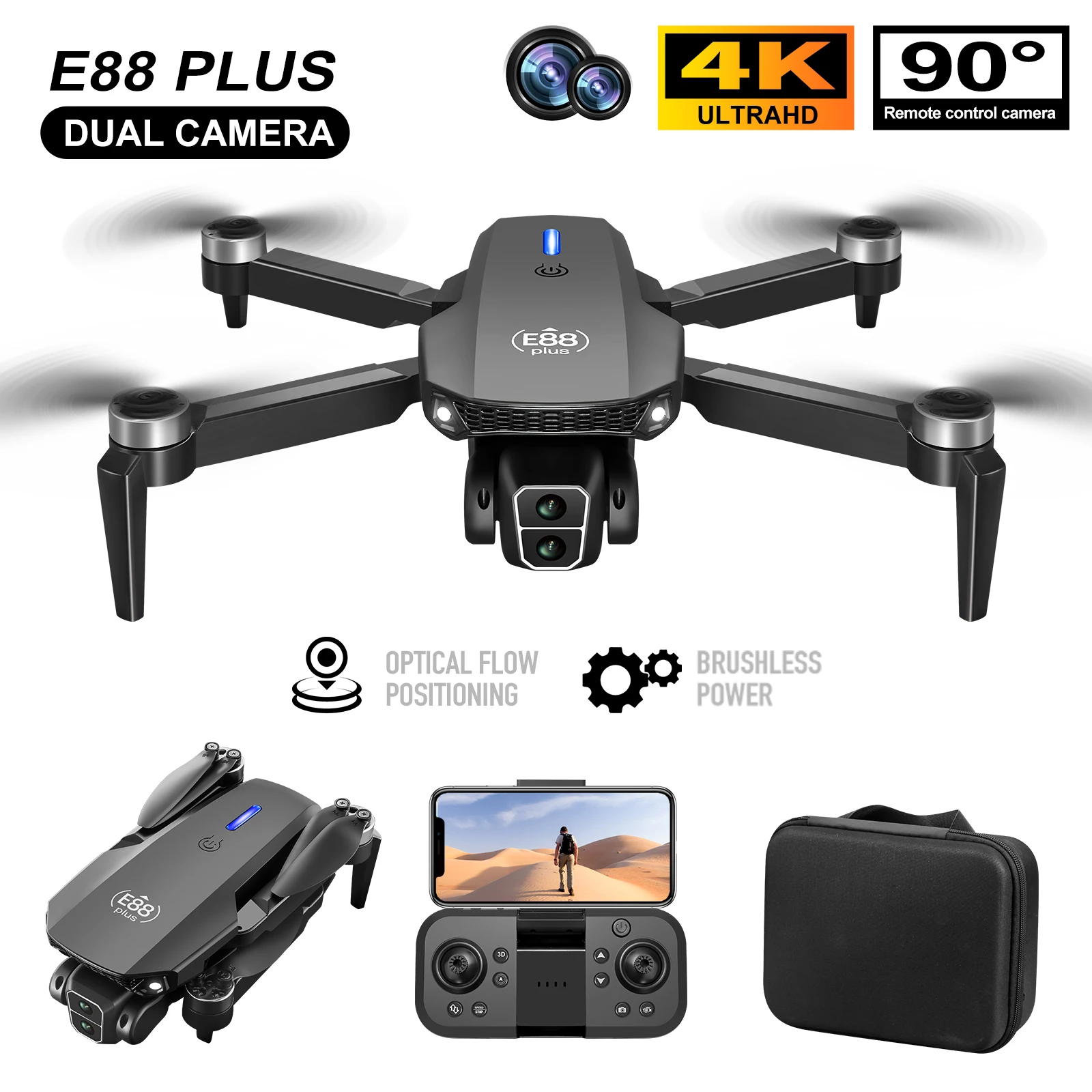 New E88 Plus Quadcopter Drone: - Drone Battery Case のレビューと価格