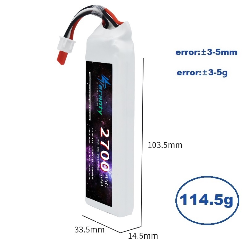 1/3PCS 2S 7.4V Lipo Battery 27 - Drone Battery Connector のレビューと価格
