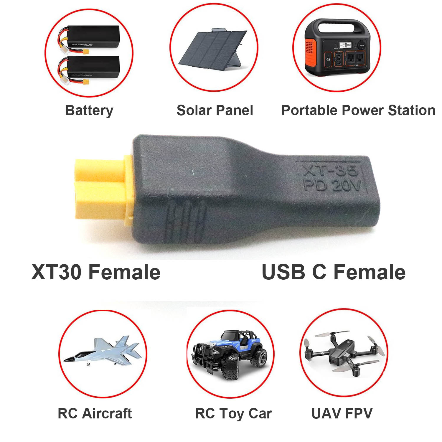 1pc USB Type C Female Input to - Drone Battery Connector のレビューと価格