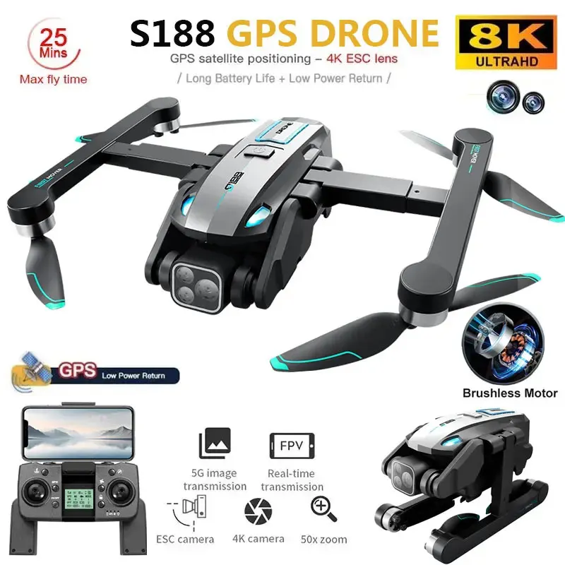 S188 Professional 8K GPS Drone - Drone Battery Li-Ion のレビューと価格