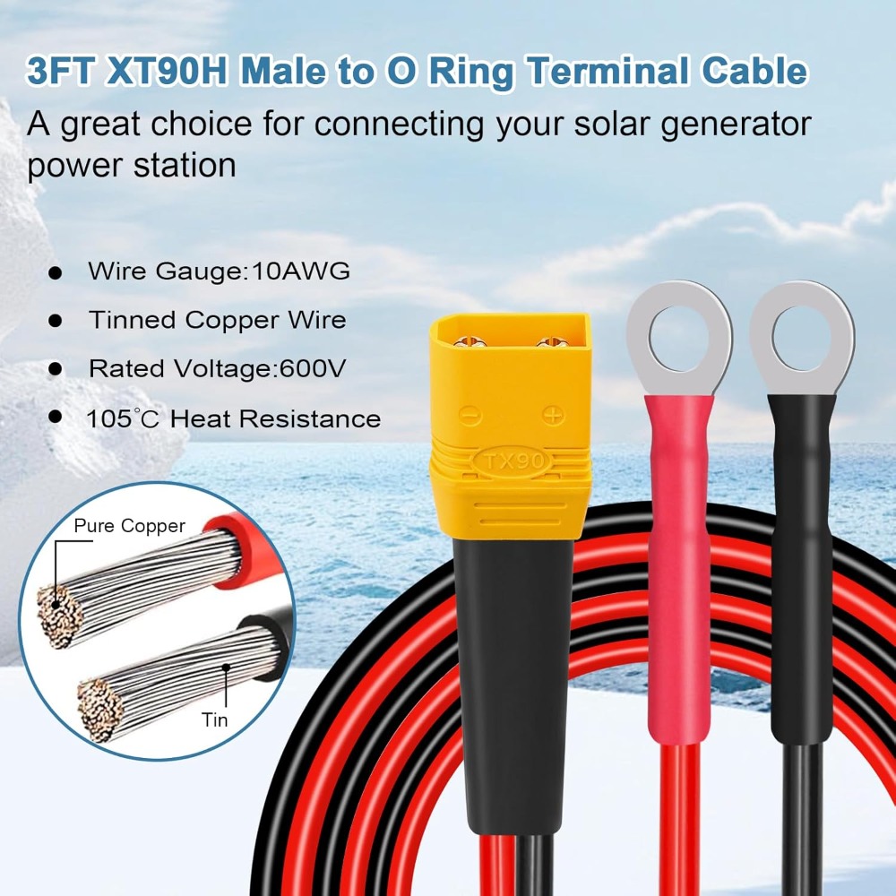 XT90 to O Ring Terminal Cable  - Drone Battery Connector のレビューと価格