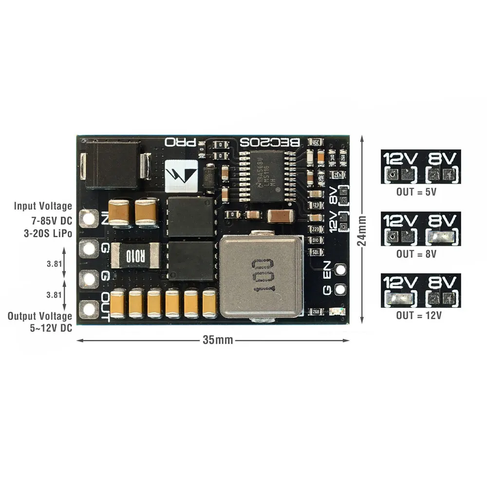 MatekSys BEC 20S-PRO 7-85V to  - Drone Battery High Voltage のレビューと価格