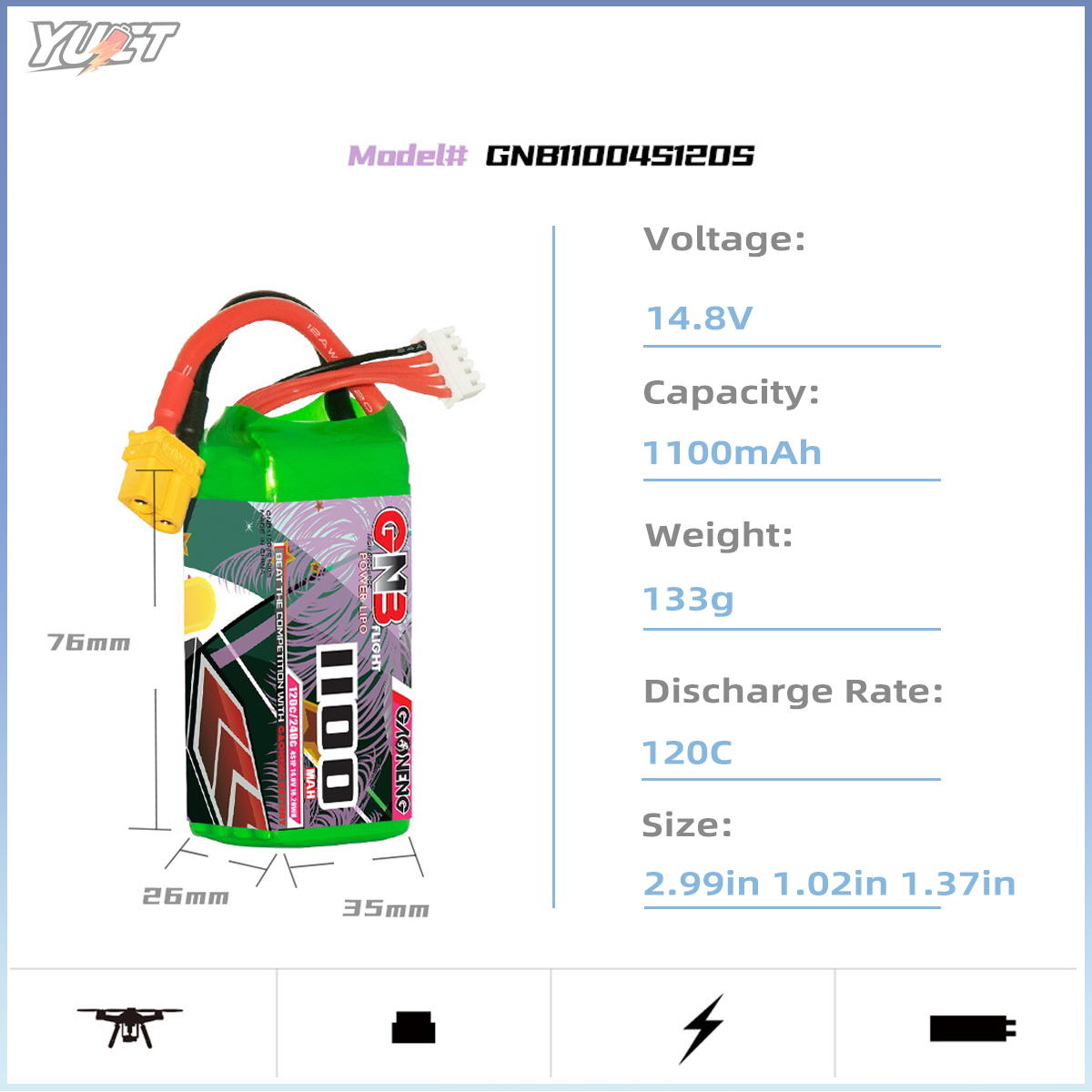 YUCT GNB 6S LiPo Battery 22.2V - Drone Battery 6S のレビューと価格