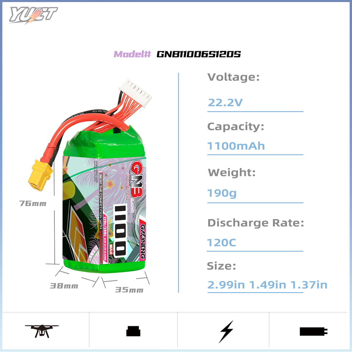 YUCT GNB 6S LiPo Battery 22.2V - Drone Battery 6S のレビューと価格