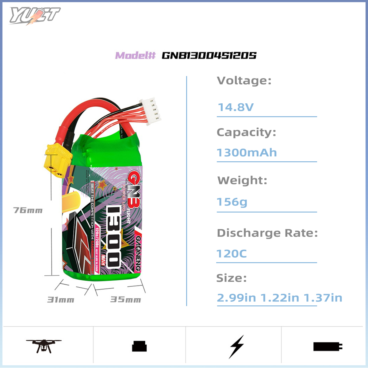 YUCT GNB 6S LiPo Battery 22.2V - Drone Battery 6S のレビューと価格