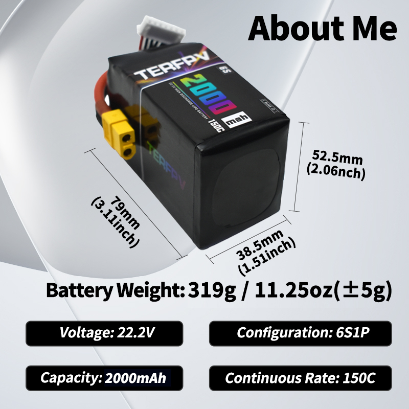 TERFPV 6S 22.2V 2000mAh 150C/3 - Drone Battery 6S のレビューと価格