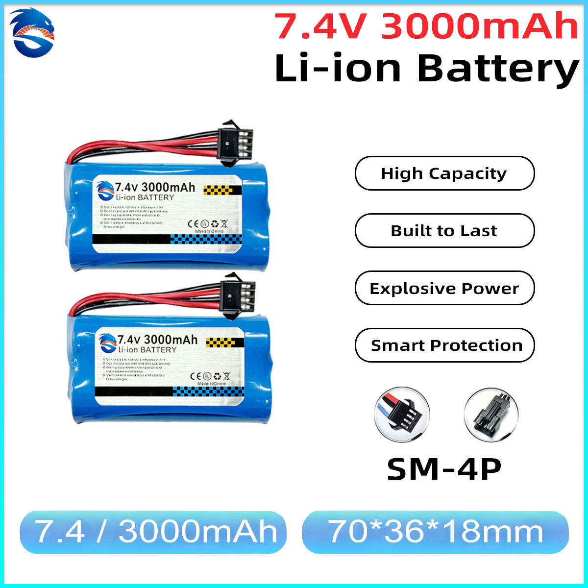 Skymaker 7.4V 3000mAh 2S Li-Io - Drone Battery Li-Ion のレビューと価格