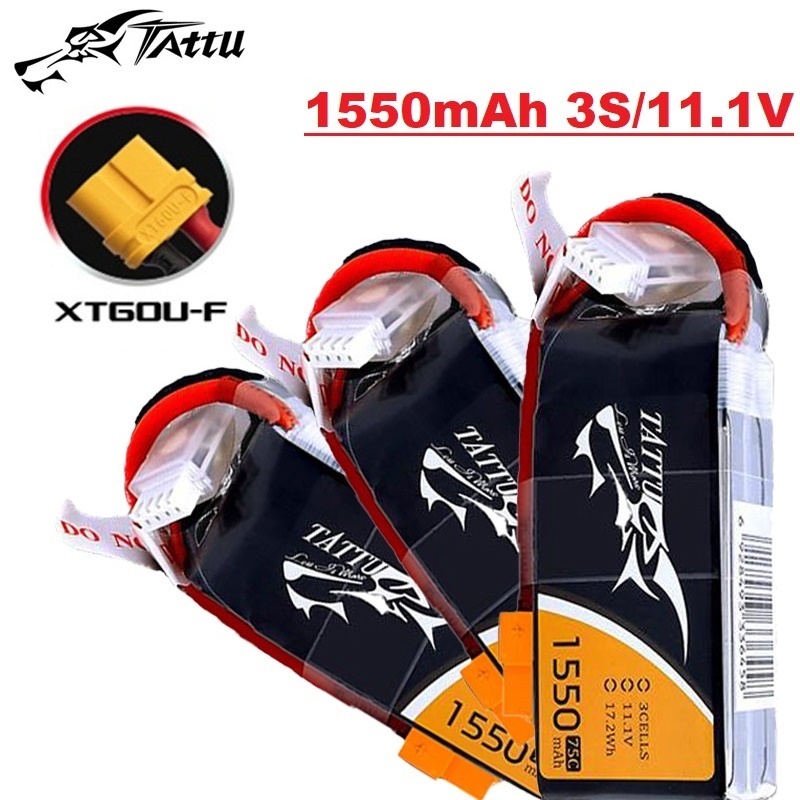 TATTU 3S 11.1V 1550mAh 75C LiP - Drone Battery 3S のレビューと価格